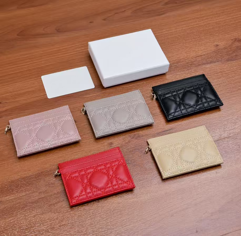 Card Holder Designers Credit Holders Mini Wallets High Quality For Mens Womens Genuine Leather Pure Color with Pendant