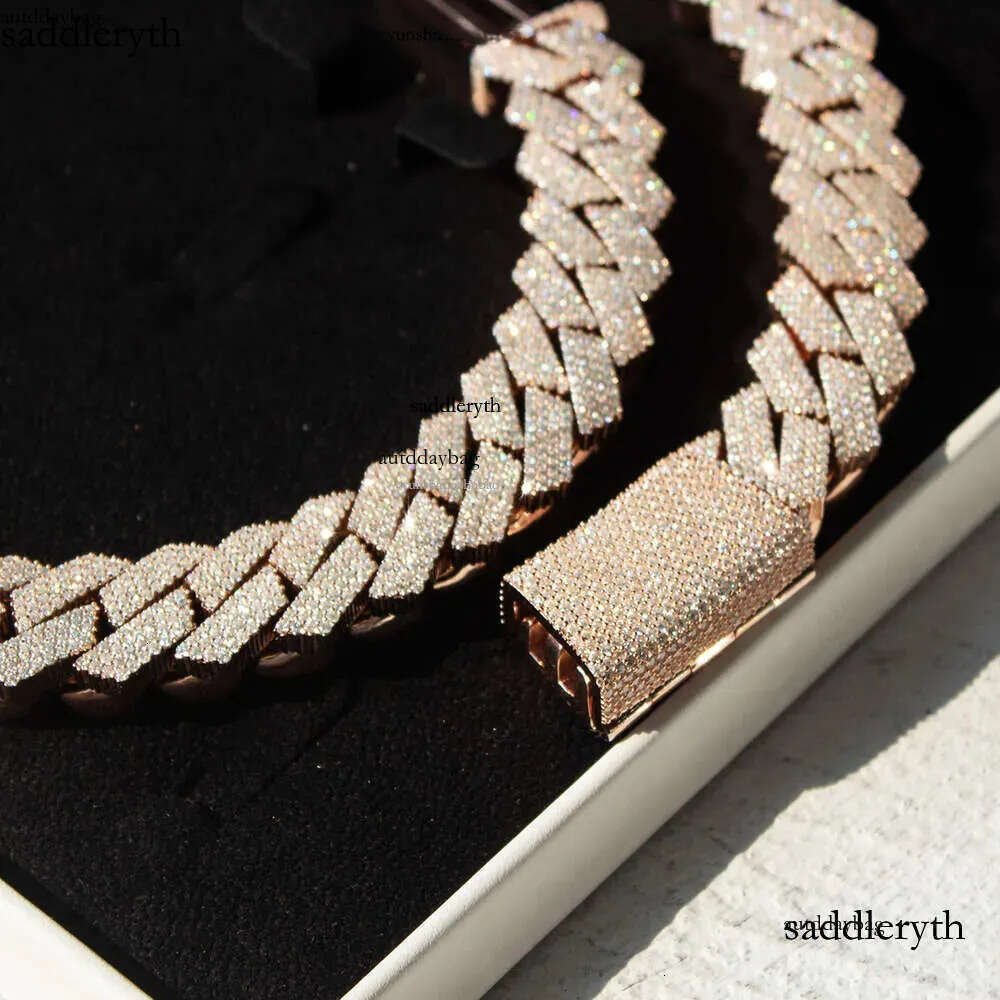 Pendant Necklaces Kibo Custom Hip Hop Necklace Jewelry Vvs Sterg Sier Def 20mm Dia Moissanite 14k Rose Plated Cuban k Chain ff