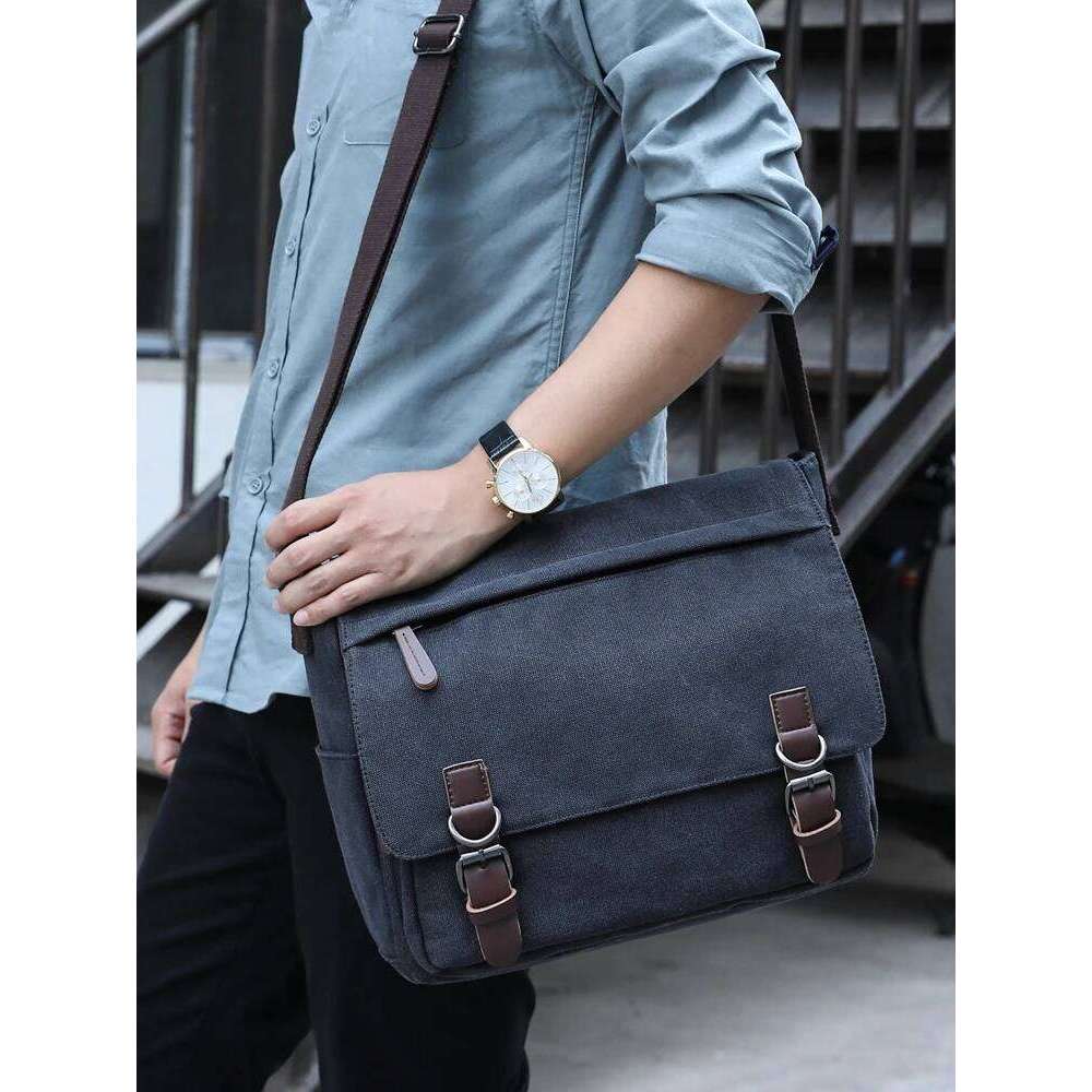 Designer Luxury Vintage Canvas Laptop Shoulder Messenger Bag Men Casual Crossbody Bags School Bookbag