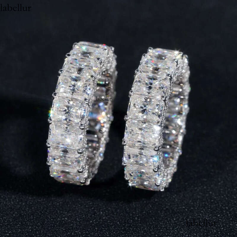 10k 14k Real Gold Wedding Full Lab Grown Vvs Moissanite Dia Jewelry Engagement Eternity Band Ring 49