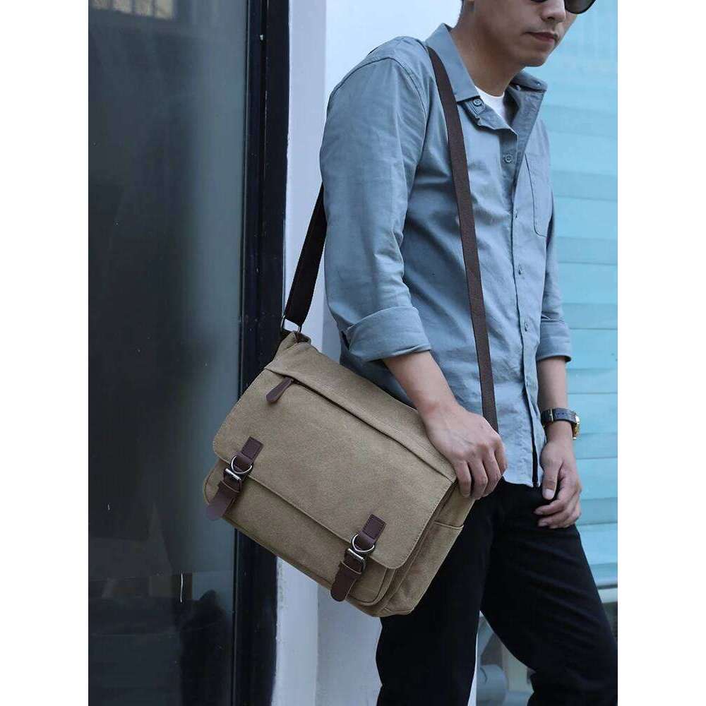 Designer Luxury Vintage Canvas Laptop Shoulder Messenger Bag Men Casual Crossbody Bags School Bookbag