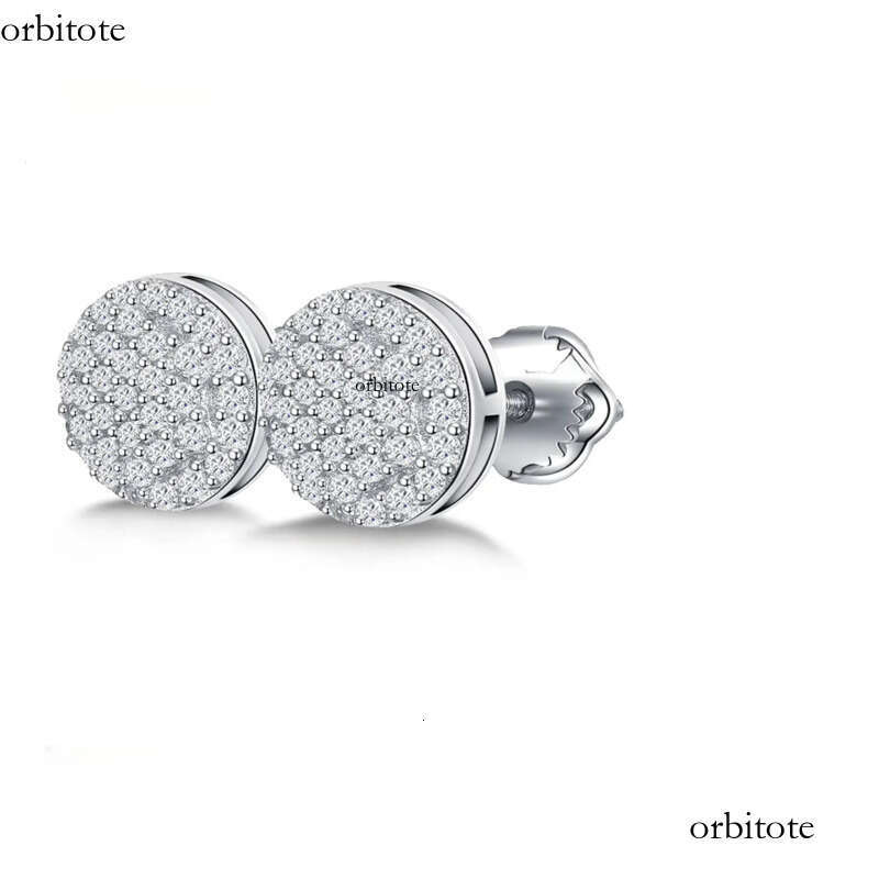 Sterling Sier Moissanite Dia Stud Earrings Classic Style Screw Back with Iced Rhodium Plating Fine Jewelry e7