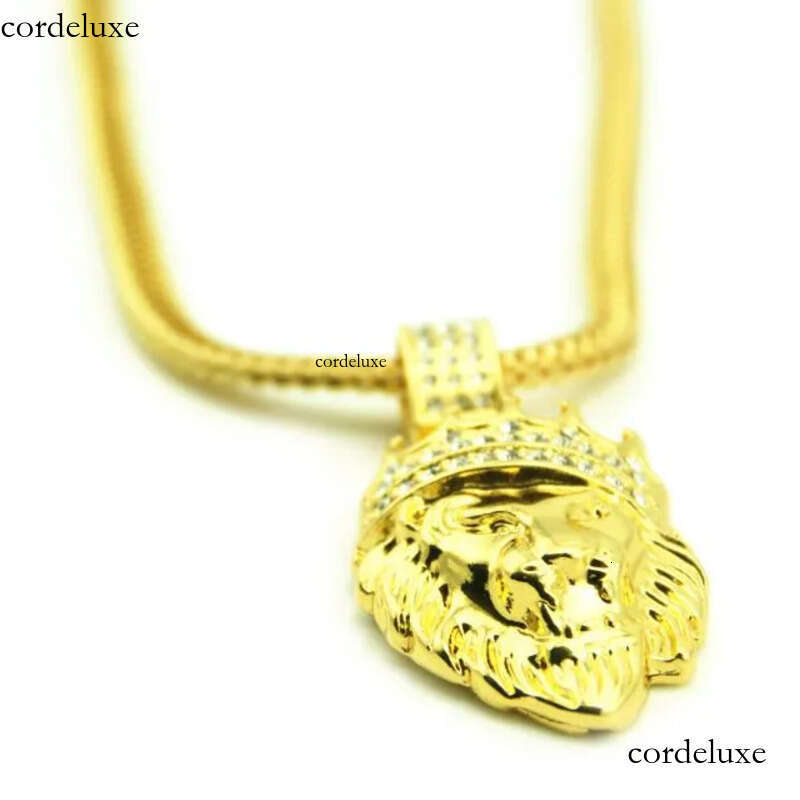 Hot Mens Hip Hop Jewelry Iced Out Plated Fashion Bling Lion Head Pendant Men Necklace Gold Filled For Gift/Present GB1513 34