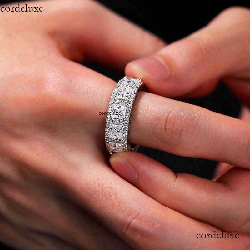 Hailer Joyas Square Stone Ring Designs Sterling Sier Halo Weddings Men Band Moissanite Mens 7e