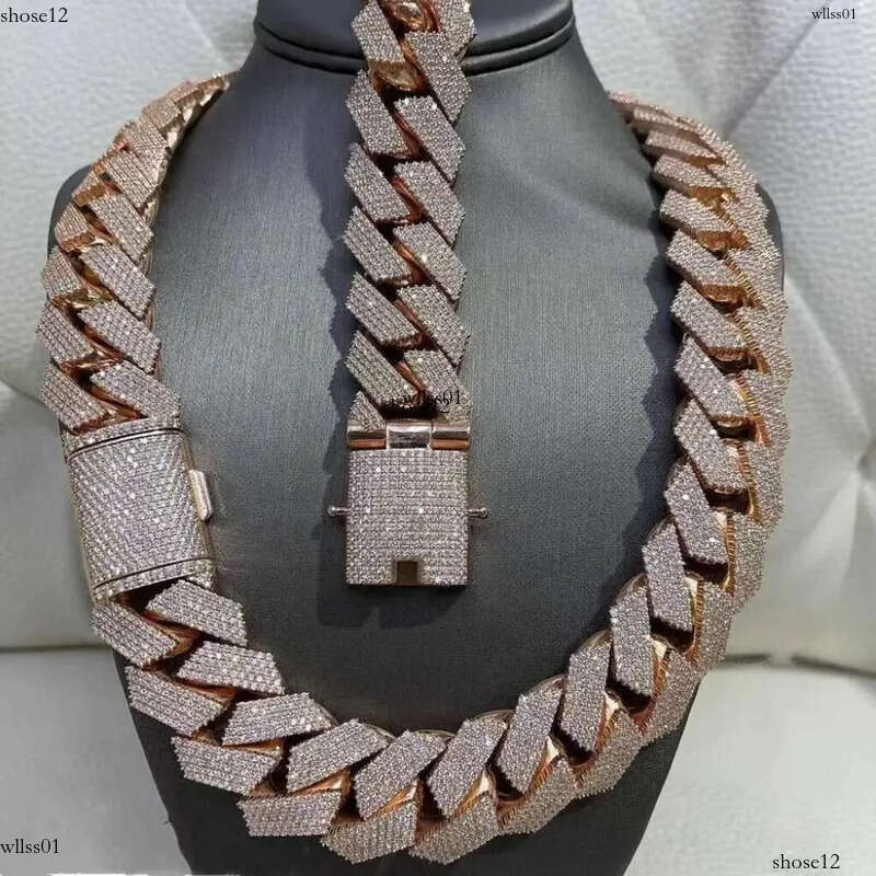 Pendant Necklaces Hip Hop Rapper Sier 20mm Wide 4 Rows Vvs Moissanite Full Iced Out Cuban k Chain Necklace