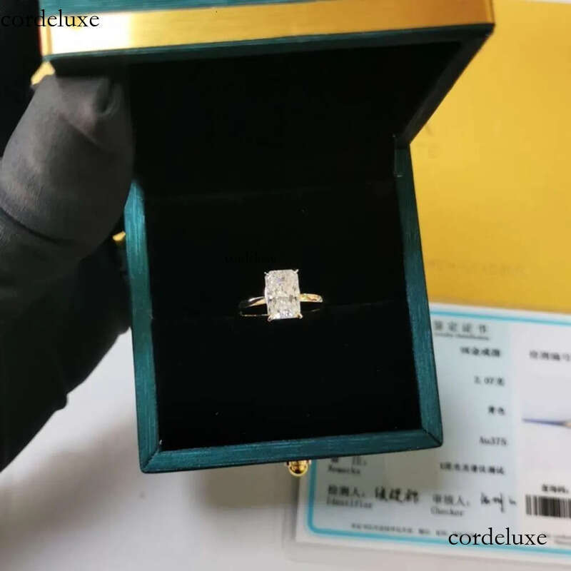 Custom Handmade 14K Solid Gold 3CT Radiant Ice Crushed Cut D Moissanite Engagement Ring Jewelry Findings 6c