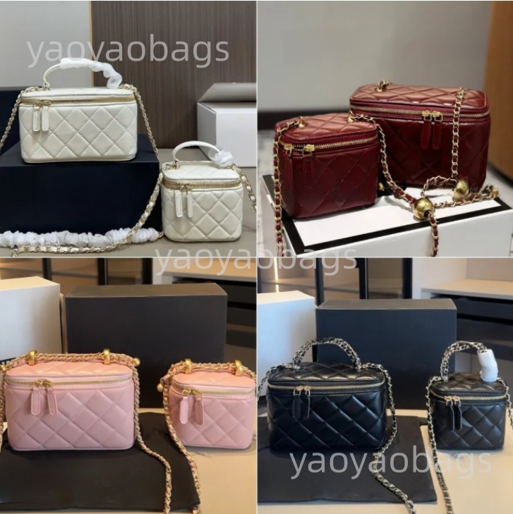 Designer Vanity Bag with Mirror Cosmetic Bags Chain Strap Crossbody Bag High Quality Leather Bag Womens Make Up Case Small Handbag Mini Small Mak