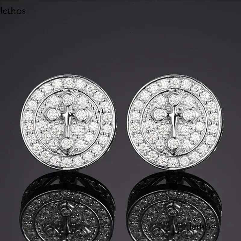 Top Selg Pass Dia Tester Fine Jewelry Sier Cross VVS Moissanite Stud Earrings for Men Women Gift 0a