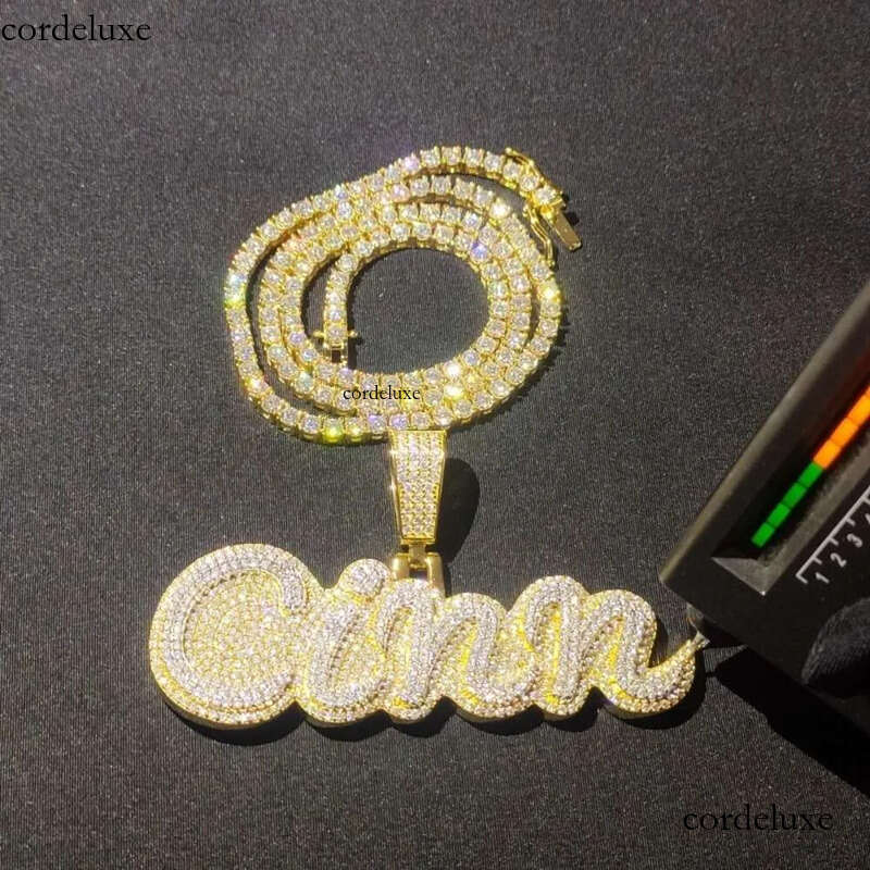 Custom Letter Name Personalized Chain Pendant Vvs Moissanite Dia Sier Iced Out Men Necklace Customized Gift Ideas b8