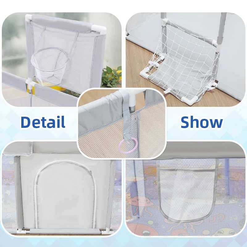 IMBABY Baby Playpens Cartoon Baby Corralitos with Protective Angle Playpen for Children Indoor Game Parks for Baby Playground C250929