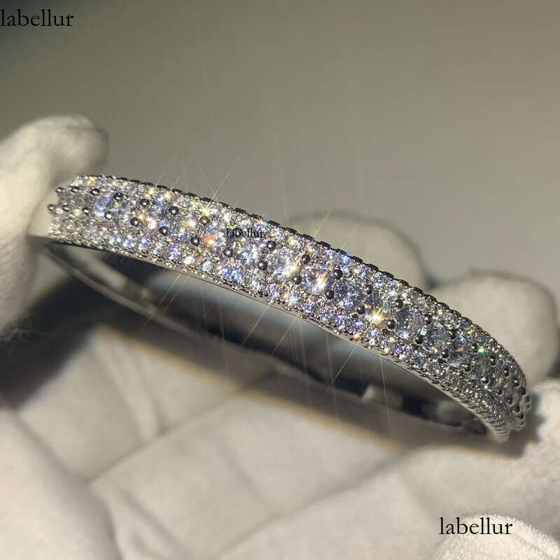 Stunning Hot Sale New 2019 Jewelry Sterling Sier Pave White Clear AAAAA Cubic Zirconia Women Bangle Wedding Wrist Bracelet Gift 33