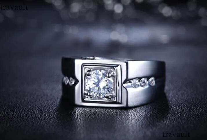 2018 New Arrival Sparkling Fashion Jewelry Sterling Sier Solitaire White Topaz CZ Dia Women Men Wedding Band Ring Gift