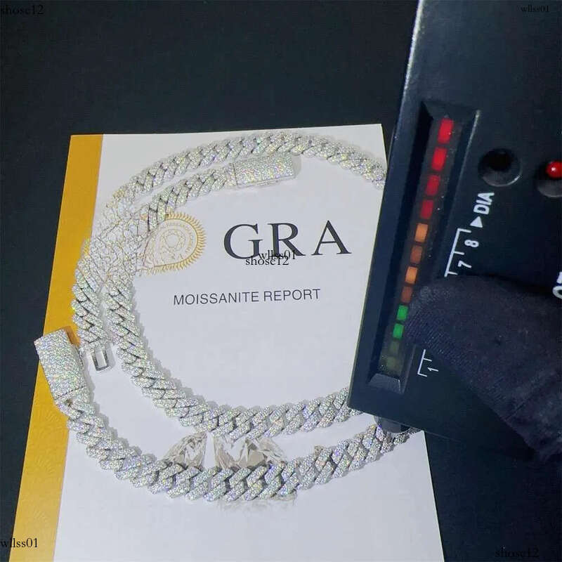 Necklace chain 8mm Two Rows Iced Out Man Hip Hop Jewelry GRA Certificates Pass Dia Tester VVS1 Moissanite Cuban Link Chain Men