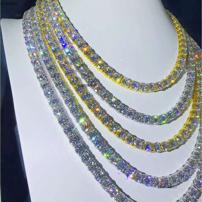 Hip hop Jewelry 6.5mm Sier VVS Dia necklace chain Fashion Iced out Moissanite Tennis Chain 38