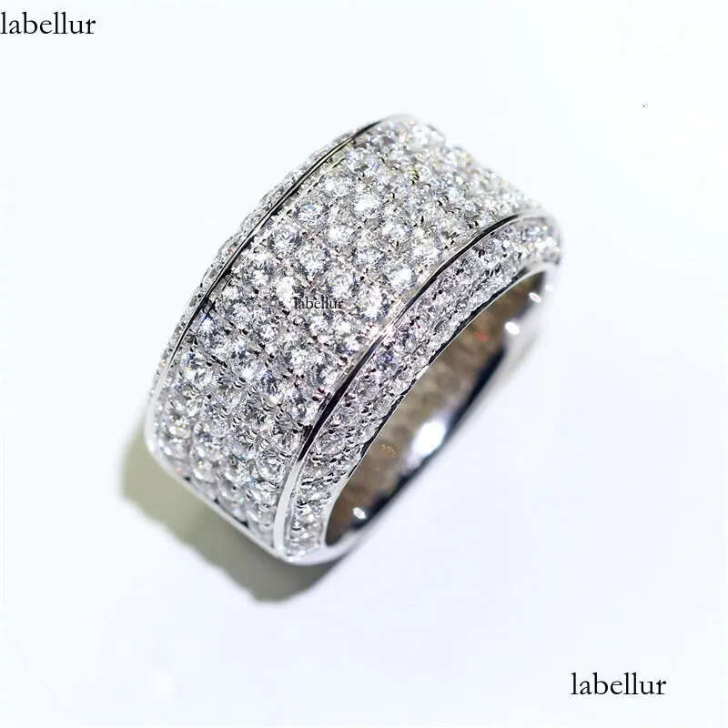 Size 8-12 Rulalei Brand Tycoon Wedding Rings Sparkling Jewelry Sterling Sier Pave White Moissanite Dia Party Eternity Engagement Ring For Men Gift d3