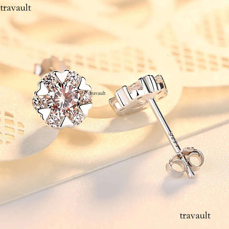 Womens Snowflake Crystal Sterling Sier Stud Designer Classic Dia Earrings Wedding Party Jewelry Christmas Gifts