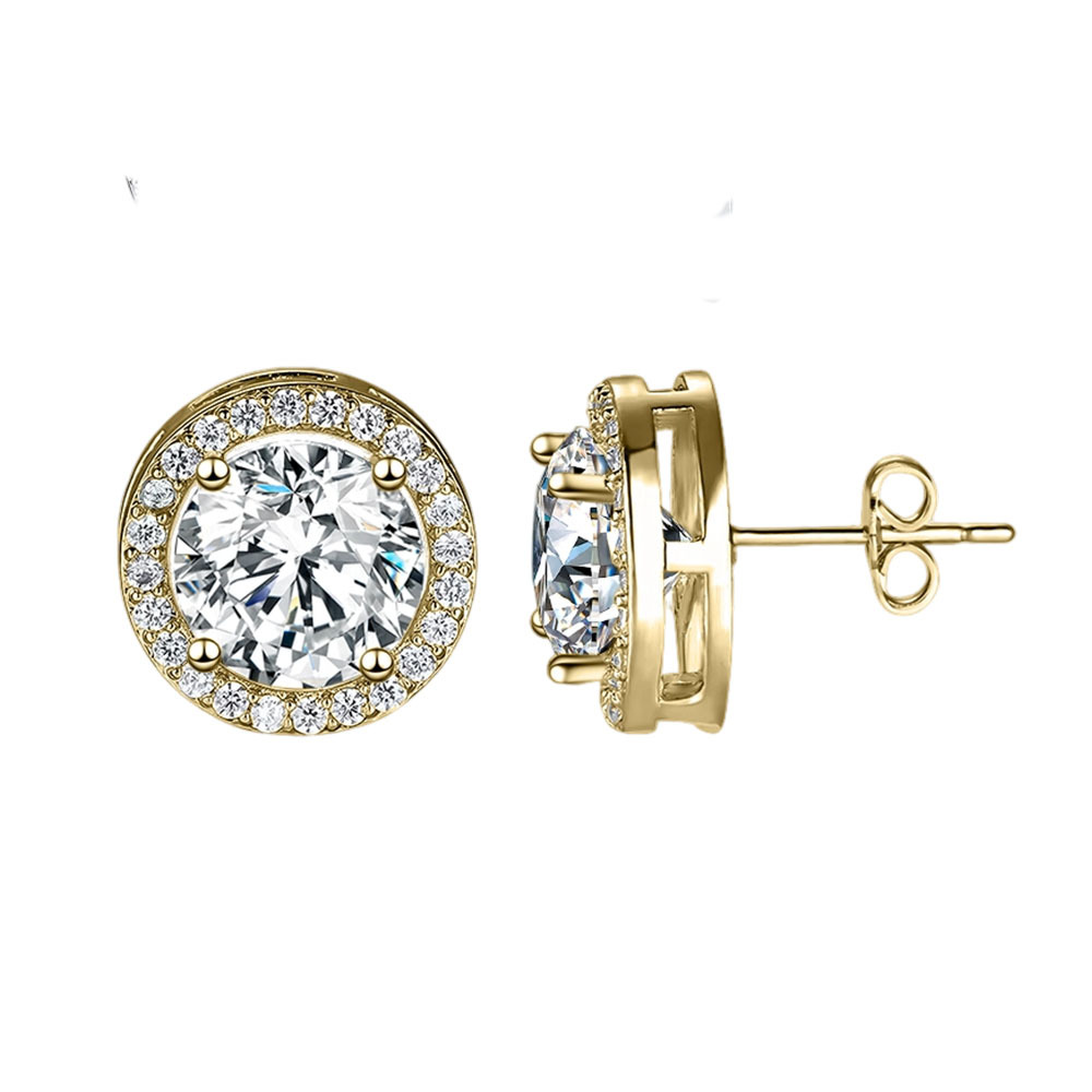Moissanite Earrings Designer For Women With Certificate Solid Sterling Sier Plated Gold Circle Micro Inlaid Dia Stud Ear ring Mens Jewelry Woman Gift