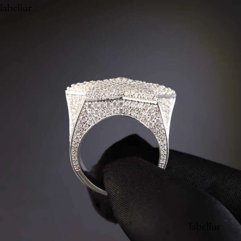 RTS ring S sier iced out hip hop jewelry white gold plated vvs moissanite dia cuban star rings 48