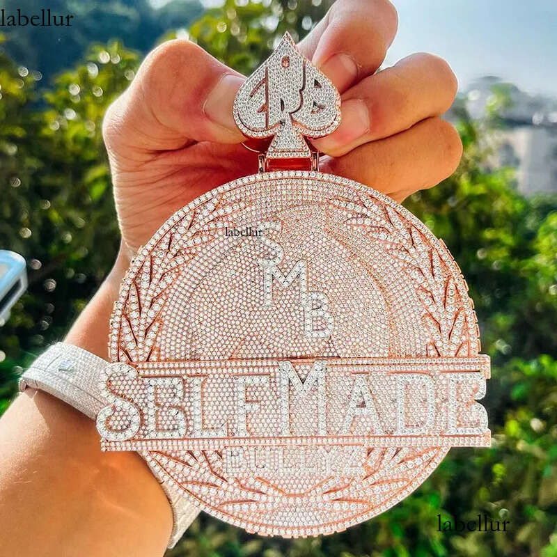 necklace moissanite chain Self Made Letter Iced Out Pendant for MenCubic Zirconia Cz Charm Gold Plated Hip Hop Fashion Jewelry 49