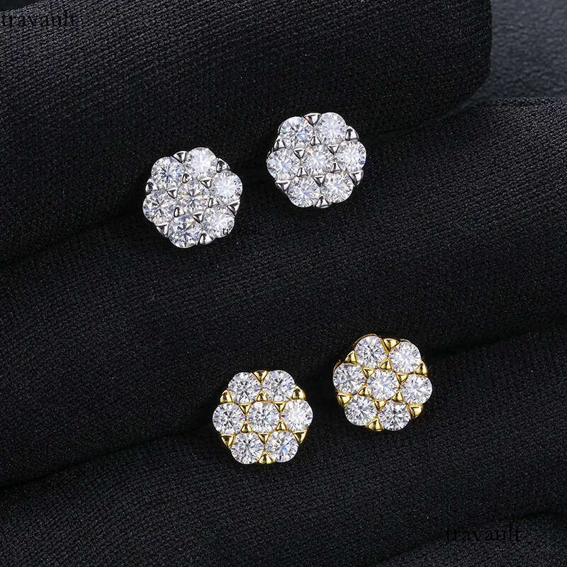 Passed Test Men Women D Color 3mm Moissanite Sterling Sier Gold Plated Bling Dia Studs Earrings Nice Gift02024