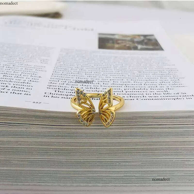 Personality S Sterling Sier Open Cubic Zircon Butterfly Ring for Women 55
