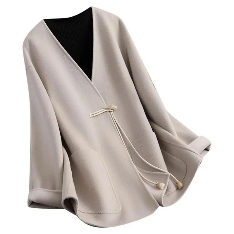 2025 Autumn Winter Woolen Jacket Women Loose Mid Long Coat Famale Highend Doublesided Woolen Outerwear Ladies Casual Tops 251029