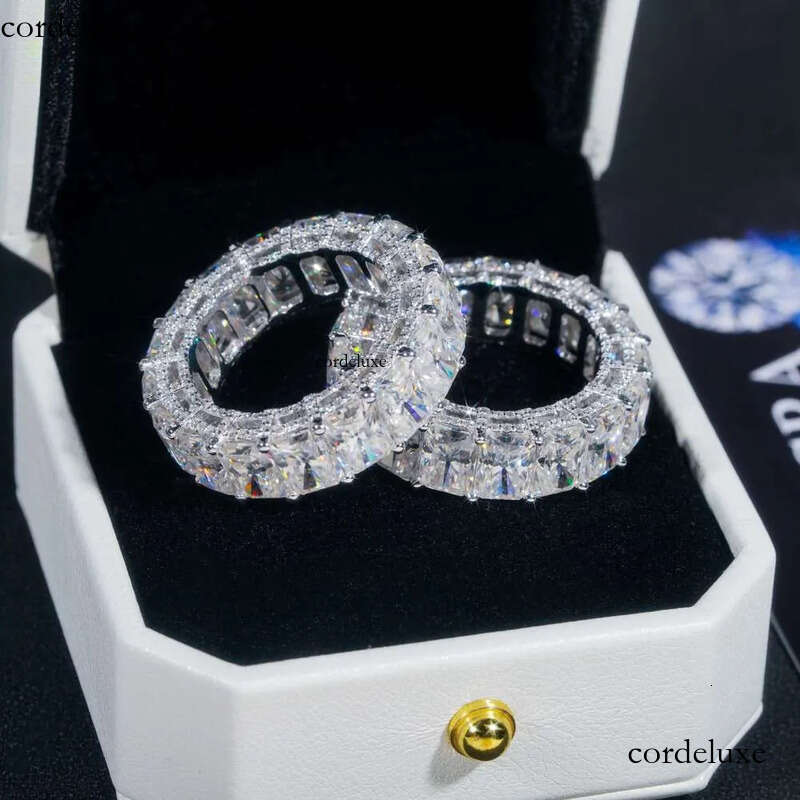 10k 14k Real Gold Wedding Full Lab Grown Vvs Moissanite Dia Jewelry Engagement Eternity Band Ring 6b
