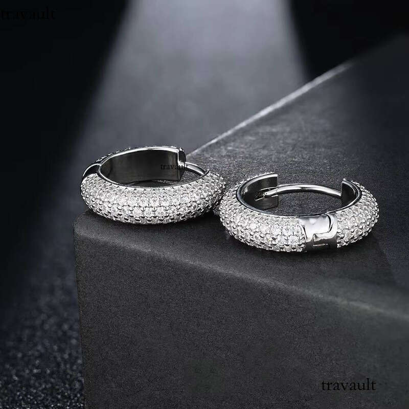 Luxurious Simple Boutique Jewelry Shiny Iced Out VVS Sterling Sier Moissanite Unisex Earrings