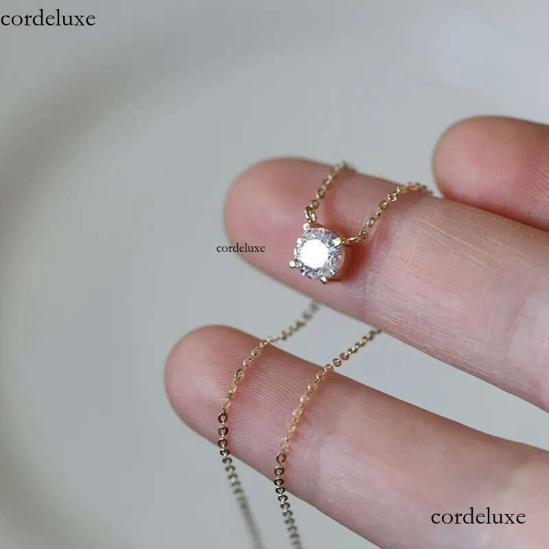 2024 Choucong Moissanite Dia Pendant Simple Fashion Jewelry Real 100% Sterling Sier 14K Gold Solitaire Gemstones Women Beach Clavicel Necklace Gift b4