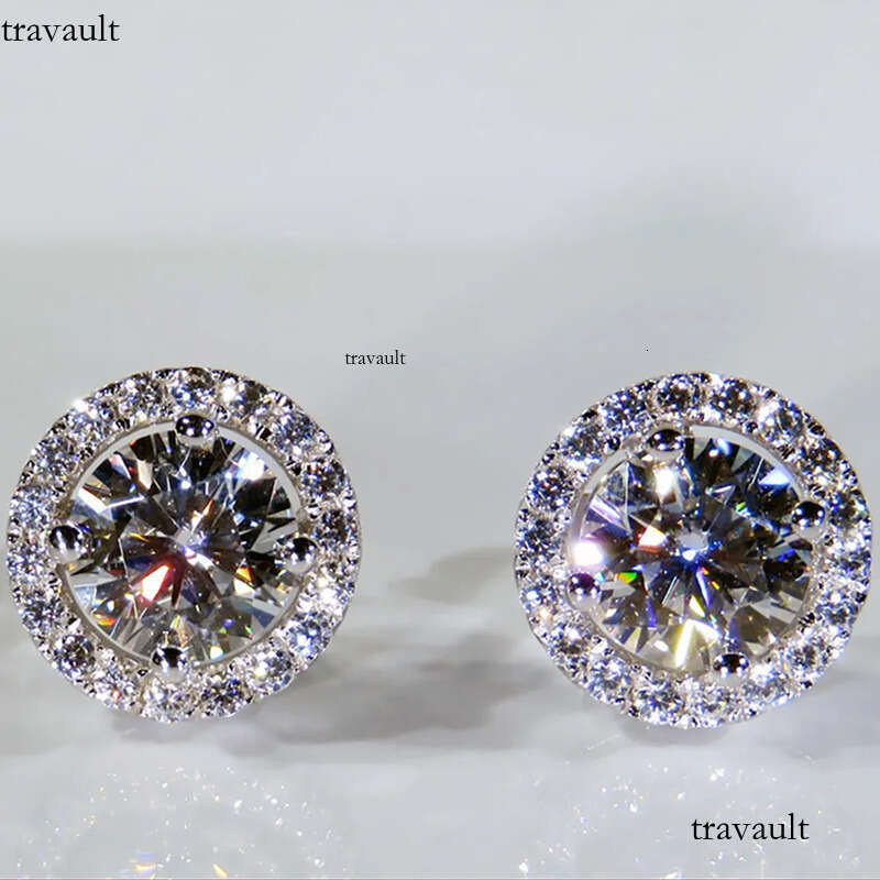 Classic Sterling Sier Stud 4mm Round Simulated Dia Earrings for Women Men Jewelry2024