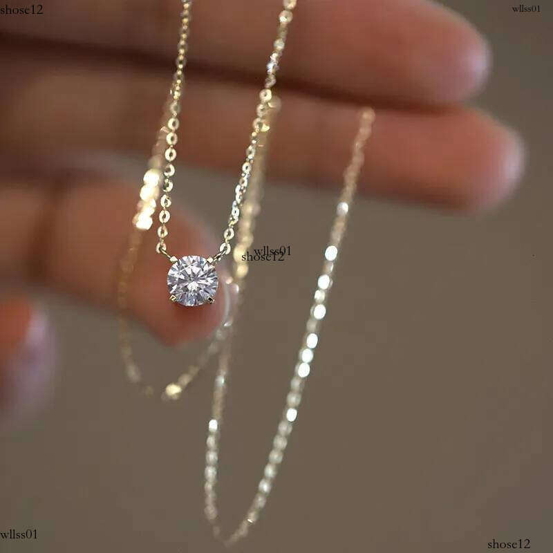 2024 Choucong Moissanite Dia Pendant Simple Fashion Jewelry Real 100% Sterling Sier 14K Gold Solitaire Gemstones Women Beach Clavicel Necklace Gift