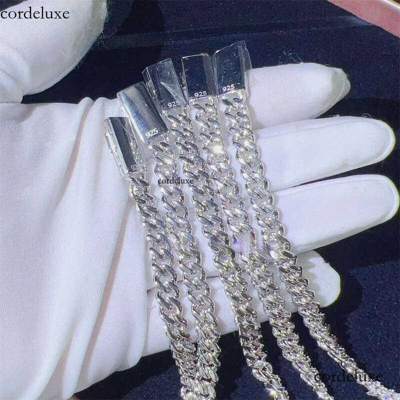 designer hip hop jewelry 8mm 16 18 20 22 inches link necklace VVS GRA Certified moissanite cuban chain de
