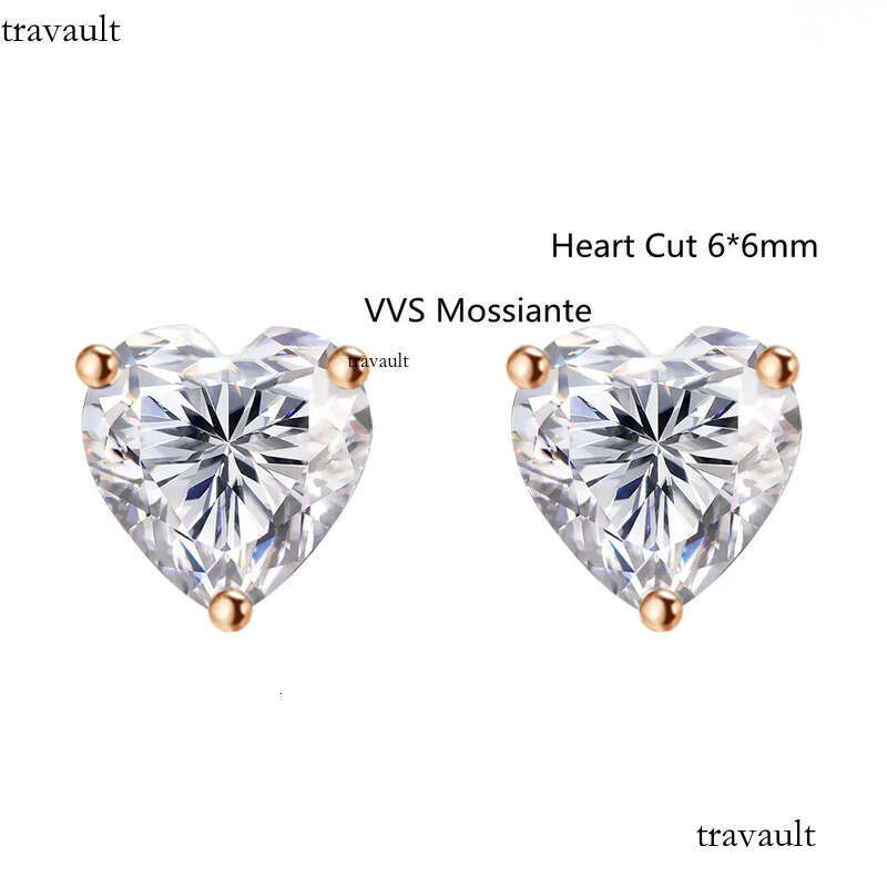heart shaped cutting moissanite for women solid sterling sier stud earrings gold plated mens earring designer jewelry valentines day gift