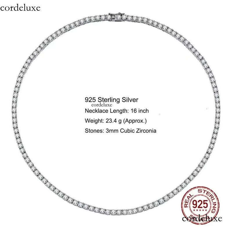 Fine Jewelry Men Women Sterling Sier Moissanite Dia Cluster Iced Out Tennis Chain Necklace 64