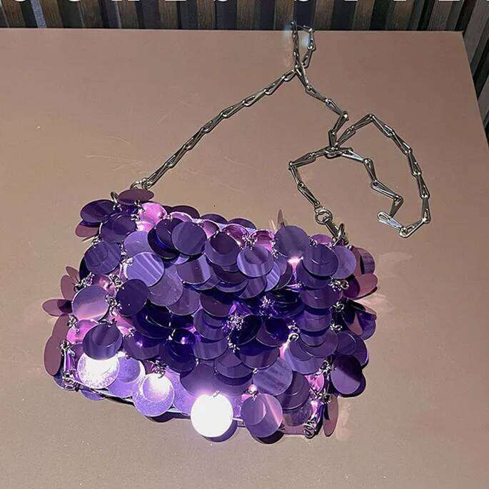 Designer Luxury For PVC Sequins Chain Woven Bag Women Evening Bags Purses And Handbags