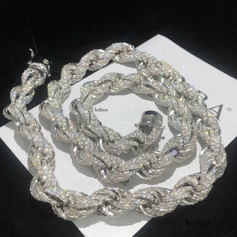 Twisted Moissanite S 10k 14k Solid Gold Hip Hop Men Jewelry Cuban Necklace Iced Out Vvs Dia Rope Chain 2d