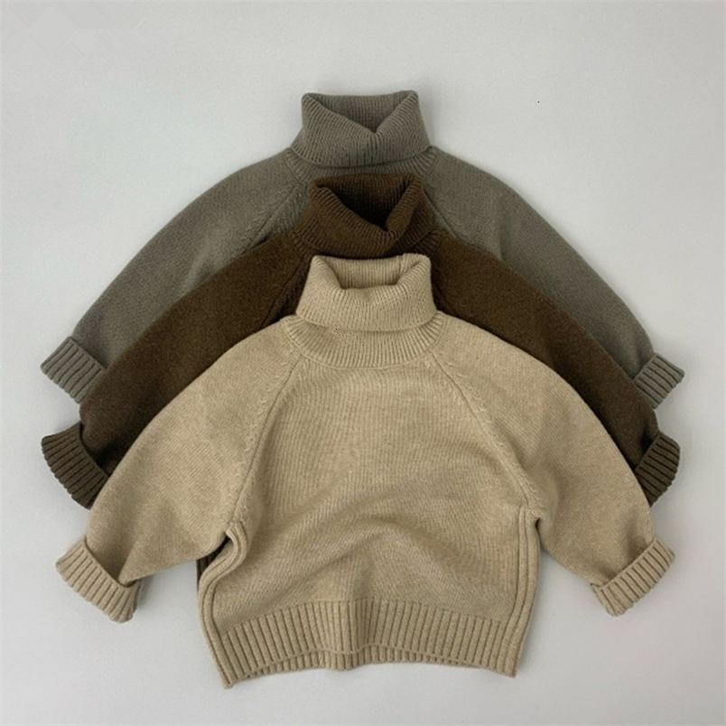 Cardigan Kids Sweaters Autumn Winter Boys Girls Solid Knit Pullovers Children Turtleneck Sweater Baby Knit Wear 230919