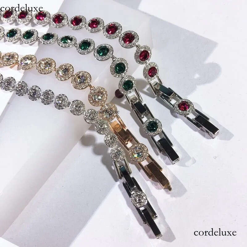 Necklaces Bracelets Designer Tennis Bracelet Women Men Iced Out Plated Gold Sier Crystal Green Blue Dia Necklace Mens Chain Luxe Jewelry Woman Gift wi