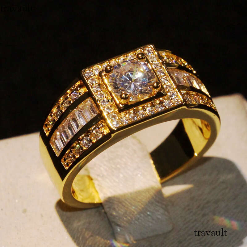 Victoria Wieck New Arrival Promise Jewelry 10KT Yellow Gold Filled Princess White Topaz CZ Dia Original Men Band Finger Ring Gift