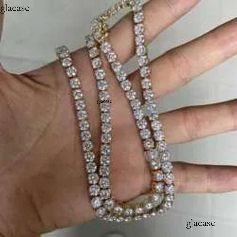 HQ GEMS Hip Hop Jewelry 20 Inch 5mm Sterling Sier Iced Out Moissanite Dia Tennis Necklace 81