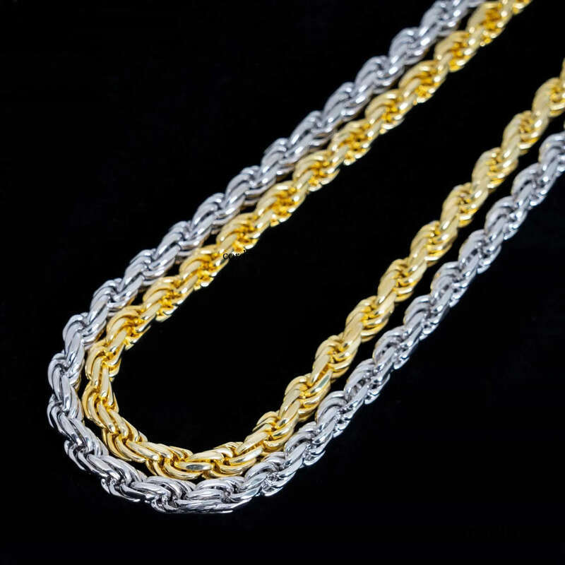 Ready to Ship 6mm Hip Hop Man Necklace Sterg Sier Iced Out Vvs1 Moissanite Dia Lock Gold Rope Chain 09