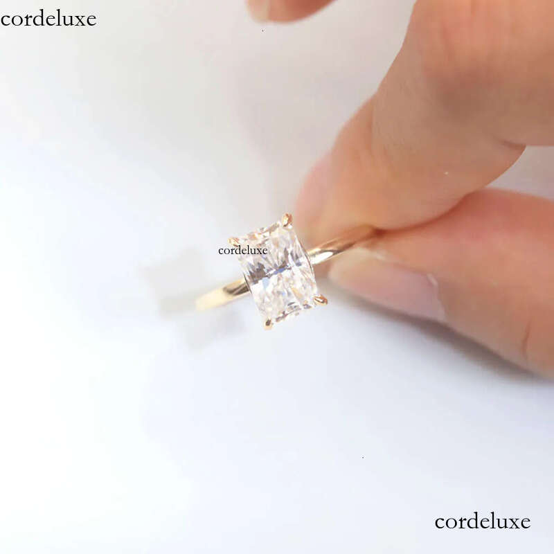 Custom Handmade 14K Solid Gold 3CT Radiant Ice Crushed Cut D Moissanite Engagement Ring Jewelry Findings 6c