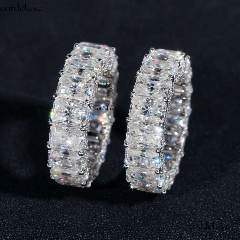10k 14k Real Gold Wedding Full Lab Grown Vvs Moissanite Dia Jewelry Engagement Eternity Band Ring 6b
