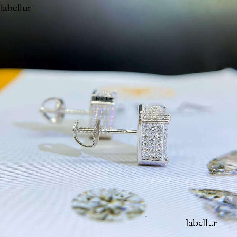 Fashion Jewelry Beautiful Fine Box Packaging Sterling Sliver Moissanite Earrings For Men Or Women 2a