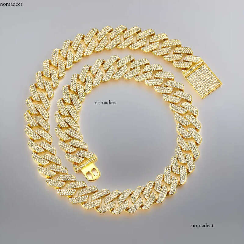 Fashion jewelry 20MM3 row moissanite hip-hop Cuban chain exaggerated rap men's designer necklace 3a