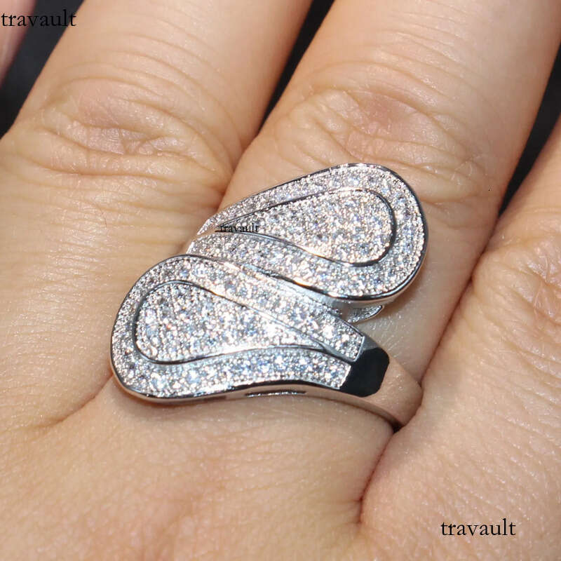Victoria Wiecl Jewelry Sterling Sier Filled Full Pave White Sapphire CZ Dia Office Party Women Wedding Leaf Band Ring Gift