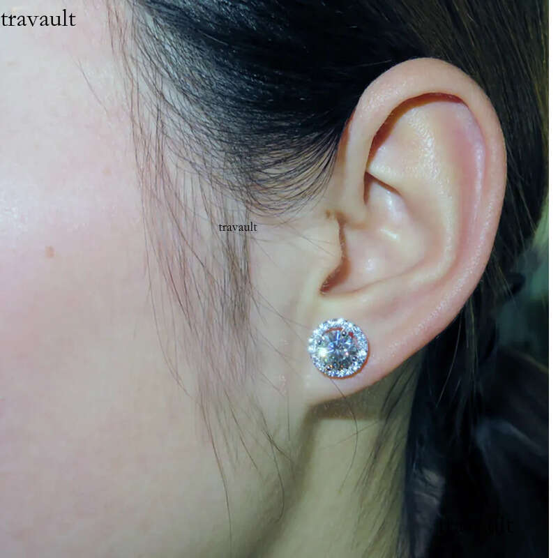 Classic Sterling Sier Stud 4mm Round Simulated Dia Earrings for Women Men Jewelry2024
