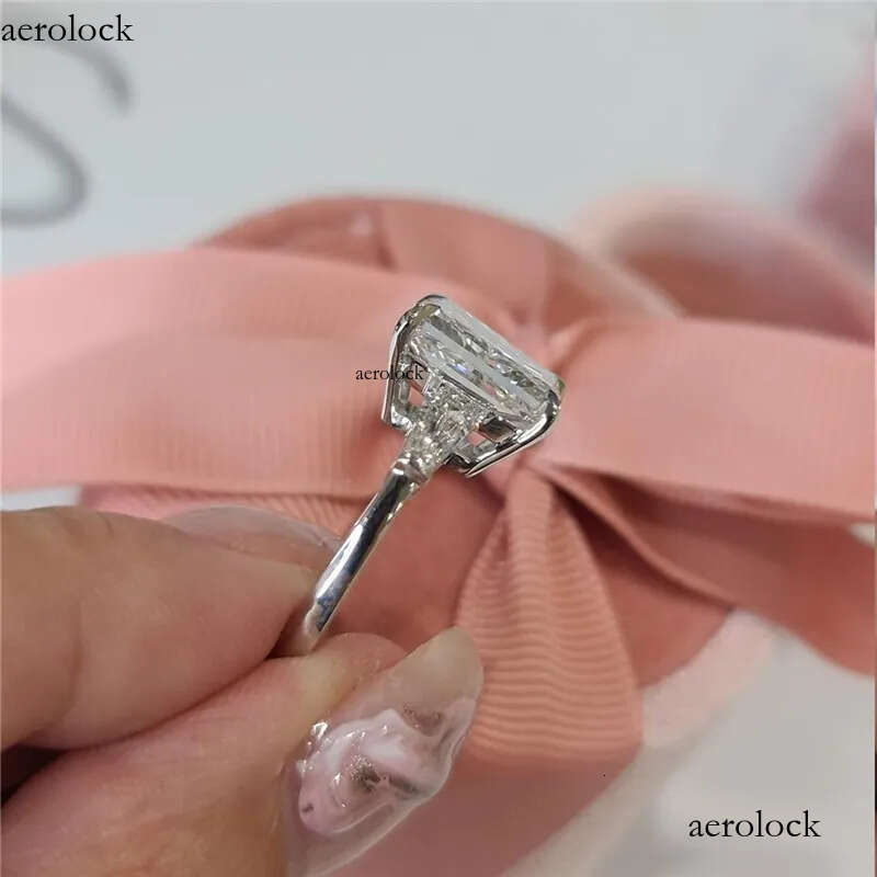 Jewelry 14K Solid Classical Engagement Rings For Women 3.0CT IGI Certificate Radiant Cut Lab Dia Wedding Two Baguette Real Gold Ring