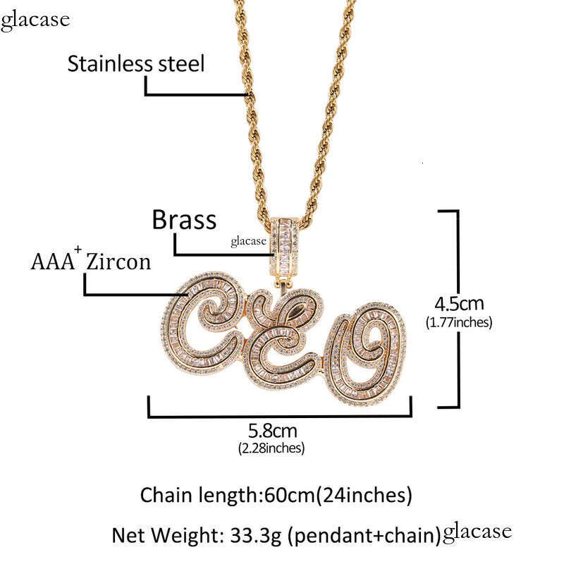 Hip Hop Cursive A-Z Custom Name Pendant Necklaces TopBling 5A T Zircon Women Men Jewelry 5f