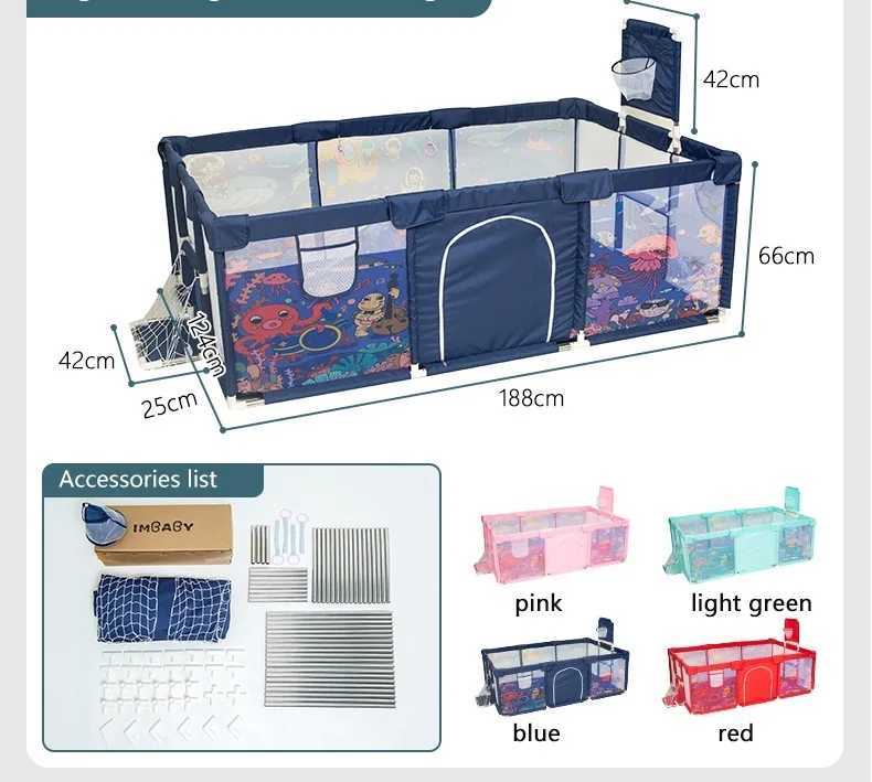 IMBABY New Playpen for Children Cartoon Baby Palypens Basketball Baby Playground Fence for Child Safety Barriers Baby Dry Pool C250929